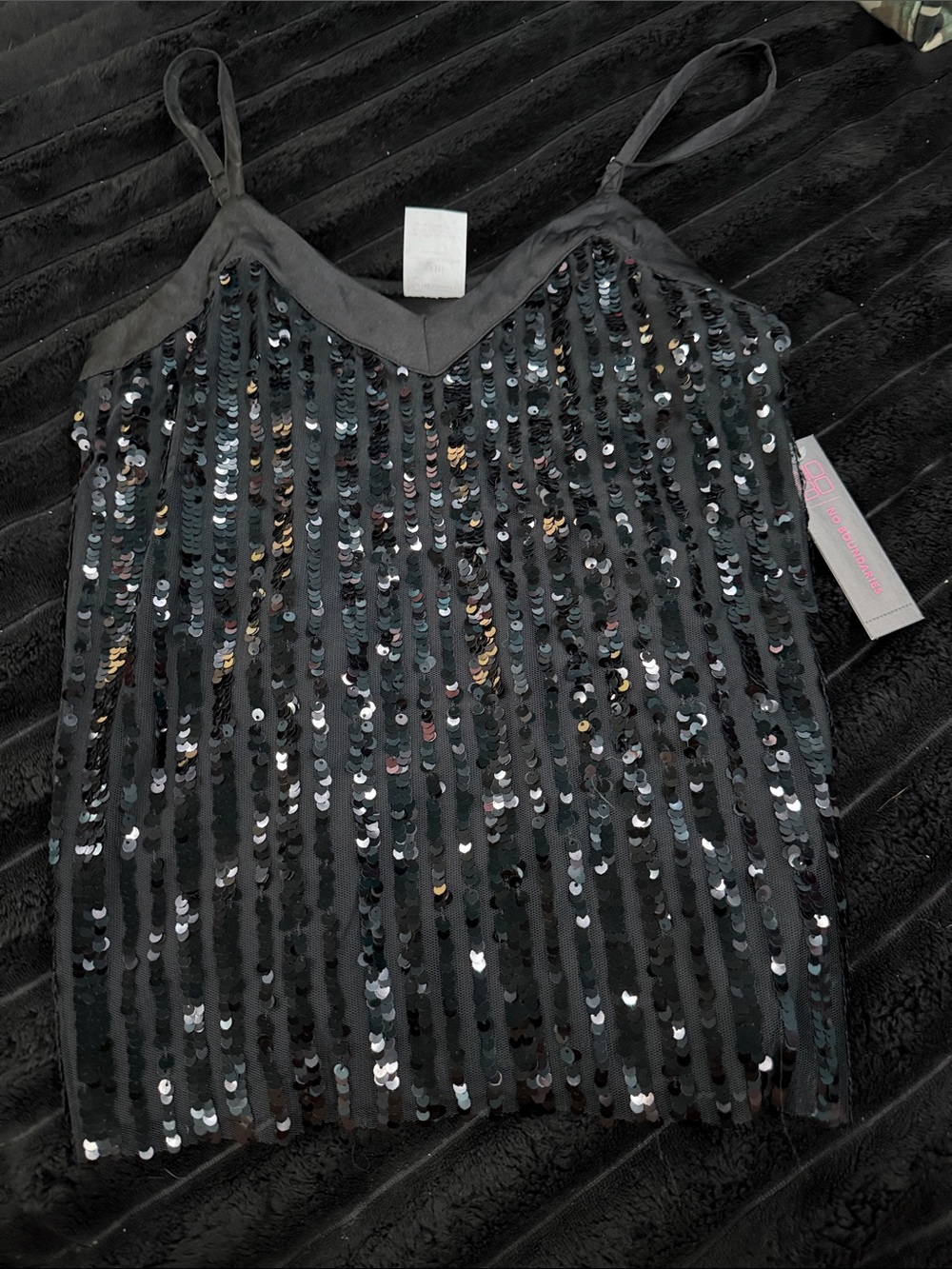 No Boundaries Black Sequin V-Neck Cami